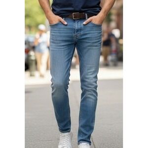 Denim Co Button Fly Jeans Men's 32x32 Straight Fit Light Wash Stretch Streetwear